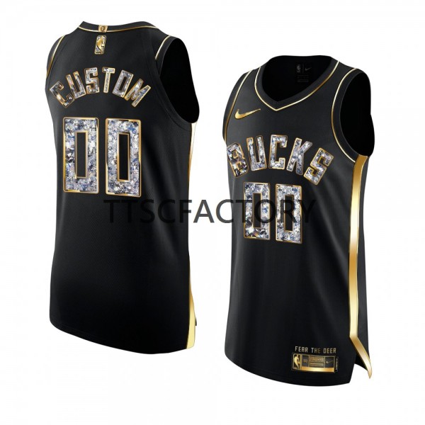Milwaukee Bucks Trikot Benutzerdefinierte Nike 2022 Golden Diamond Edition Schwarz Swingman - Herren Milwaukee Bucks Trikot Benutzerdefinierte Nike 2022 Golden Diamond Edition Schwarz Swingman - Herren